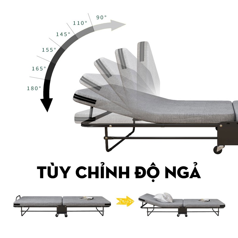 Giường gấp văn phòng, đệm êm cao cấp, giường ngủ gấp gọn dài 193cm rộng 65cm