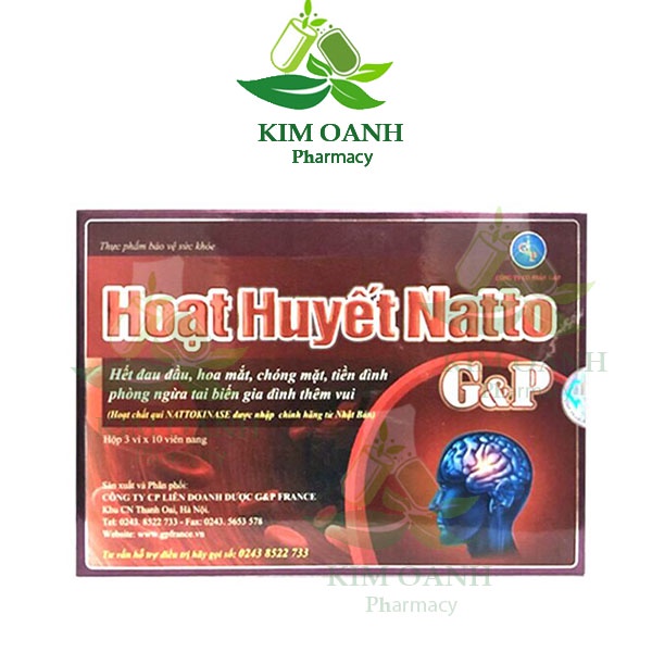 Hoạt huyết natto g&p hoạt huyết dưỡng não - giúp tăng cường tuần hoàn máu lên não, cải thiện trí nhớ, tan cục máu đông