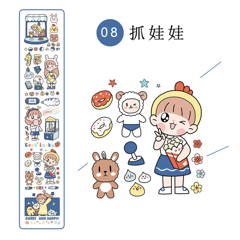 Set nhãn dán Sticker Cô Gái Năng Động nhiều màu sắc
