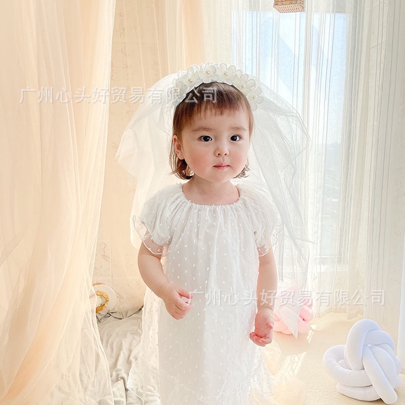 Bờm tóc hoa voan sinh nhật công chúa phong cách Hàn Quốc cho bé cực yêu, lúp cô dâu