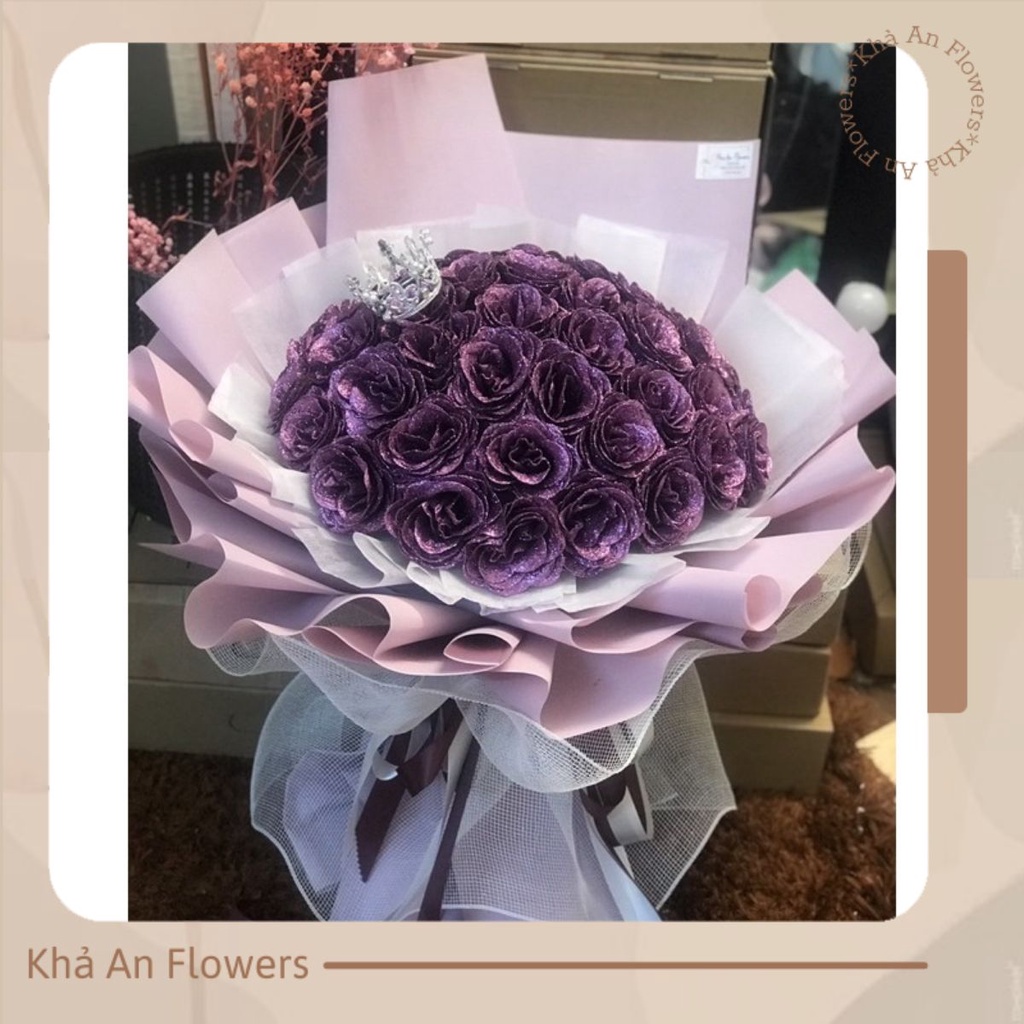 [Quà Valentine - Hot] Bó hoa Nhũ vĩnh cửu 50 bông siêu to. Khách HN đặt qua Nowship nhận hàng sau 1-2h