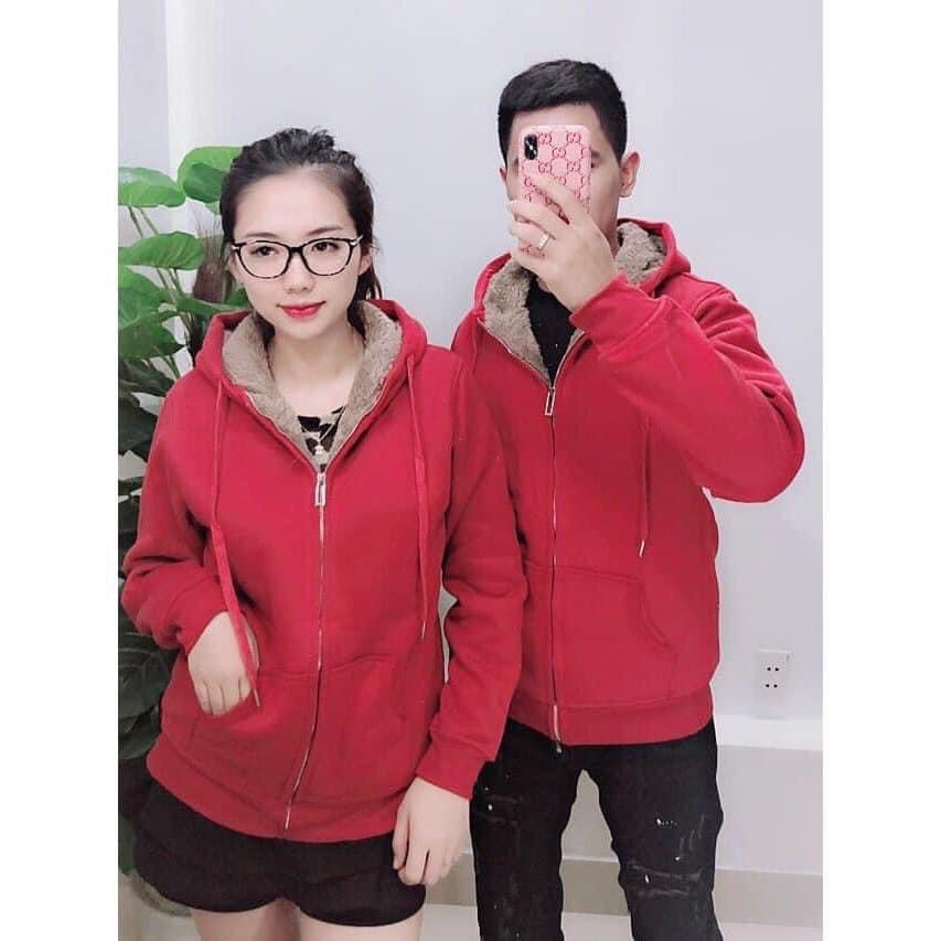 Áo Khoác Cotton Lining Unisex   Jacket nỉ lót bông hoodie thun trơn màu ĐEN | XÁM | ĐỎ Ulzzang nam nữ HOT