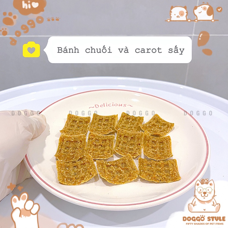 Treat Bánh Thưởng Cho Chó Và Mèo Bánh Chuối Cà Rốt Sấy Khô DOGGOSTYLE Homemade Sạch Răng Cung Cấp Chất Xơ