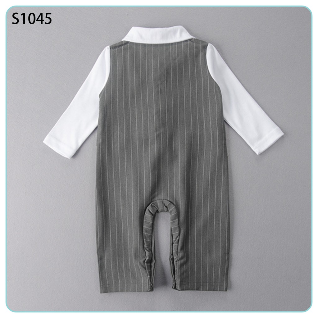 Set body gile bé trai sơ sinh kẻ sọc kèm cà vạt sơ sinh 1 2 tuổi MINTSCLOSET Mint's Closet - s1045