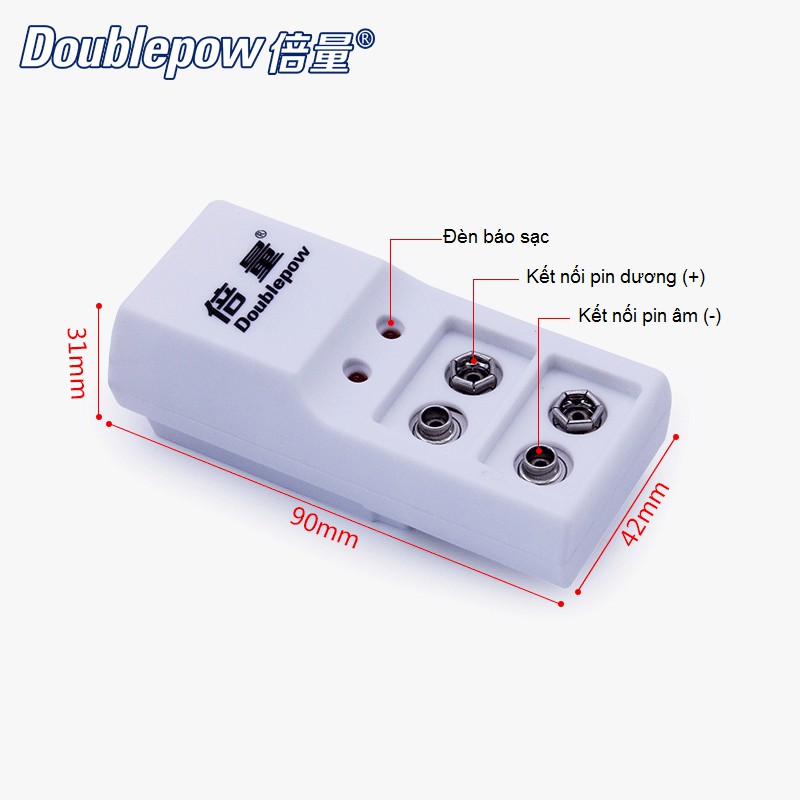 Bộ sạc pin vuông DP-B09 Tặng 1 pin 9V 280mAh Doublepow