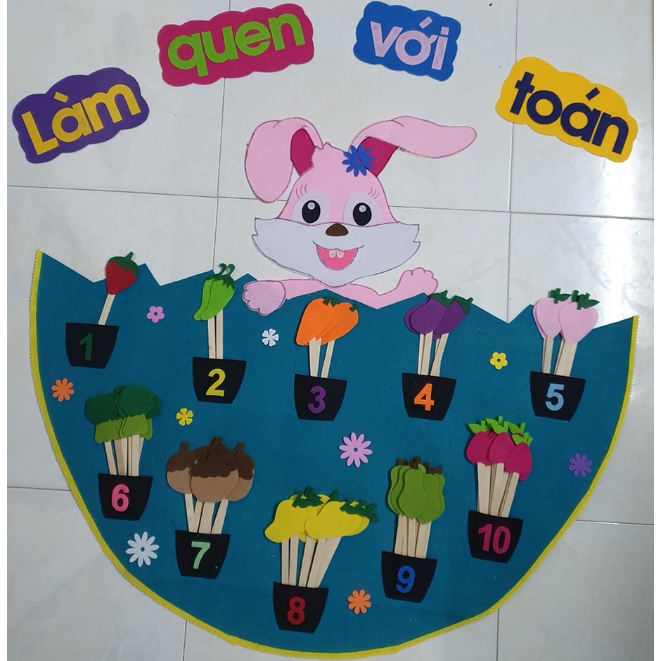 Góc nỉ mầm non - Góc toán mẫu 2 - Hình thỏ