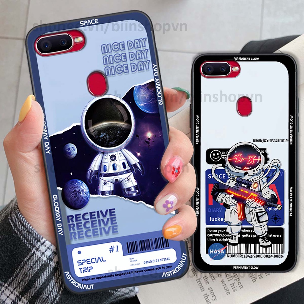 Ốp Oppo A5s / A7 / F9 / A12 phi hành gia vũ trụ space.x siêu đẹp, thời trang