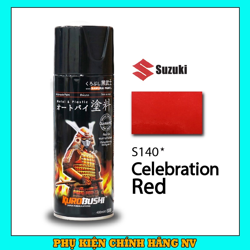 Sơn Samurai màu đỏ celebration S140 chính hãng, sơn xịt dàn áo xe máy chịu nhiệt, chống nứt nẻ, kháng xăng