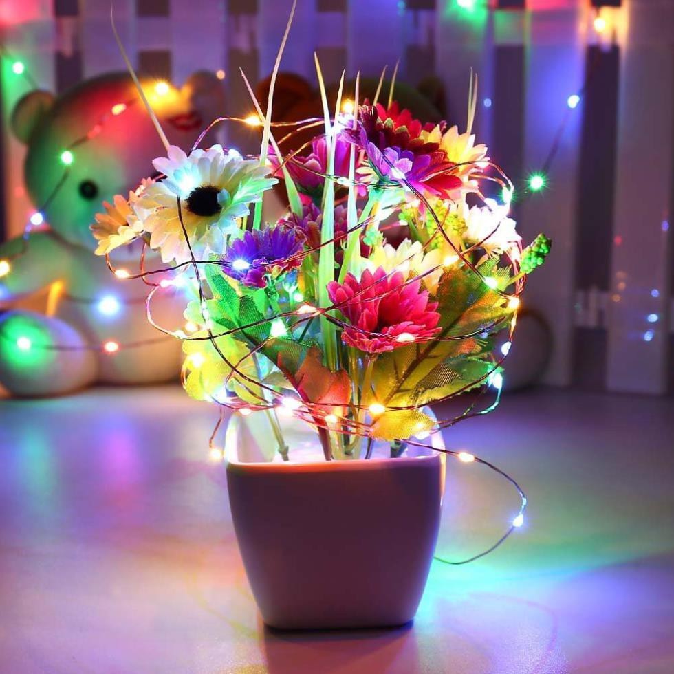 Đèn LED dây đồng 5m dùng trang trí tiệc noel Giáng Sinh tuyệt đẹp (đèn đom đóm)