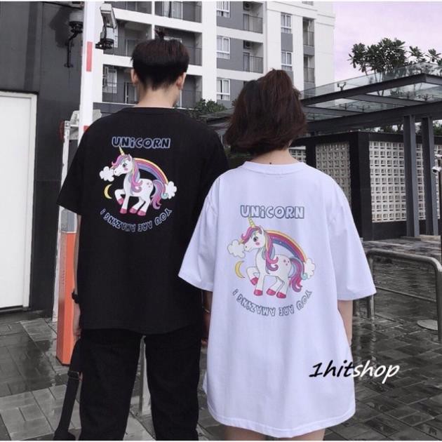 Áo Thun Unisex Form Rộng  Giấu Quần Tay Lỡ  Unicorn Trắng Đen DRAT35 Mys Unicorn Fashion