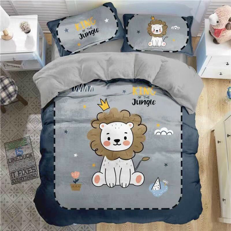 Bộ vỏ chăn ga vỏ gối nỉ nhung tuyết sữa 3D cao cấp năm 2021