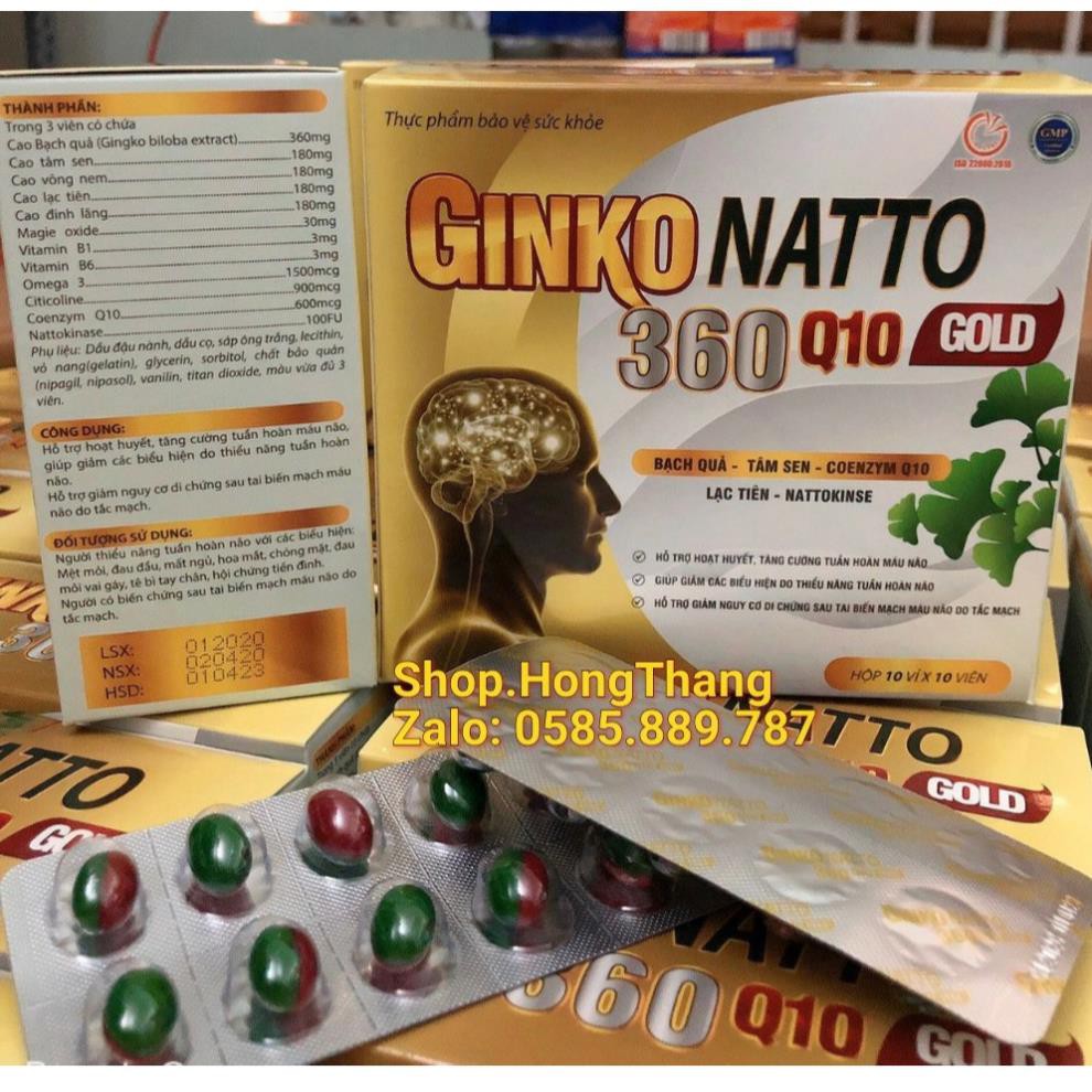 Ginkgo Natto 360 Q10 Gold trí nhớ và chứng mất ngủ hoạt huyết dưỡng não, đau đầu chóng mặt, ngủ không ngon giấc