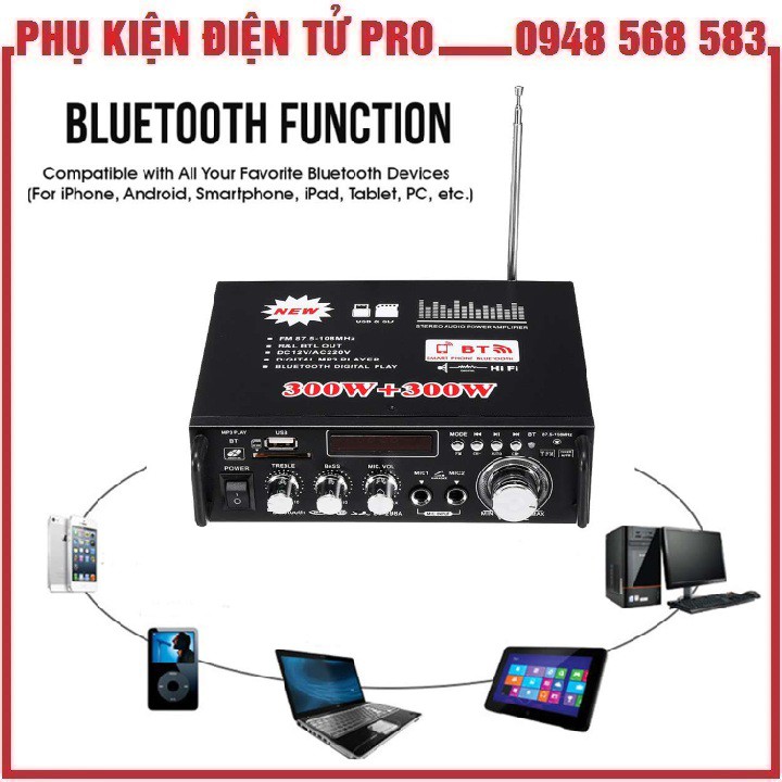 [Mã Elhace Giảm 4% Đơn 300K] Bộ Điều Chỉnh Âm Ampli Mini Karaoke Bluetooth Bt-298A