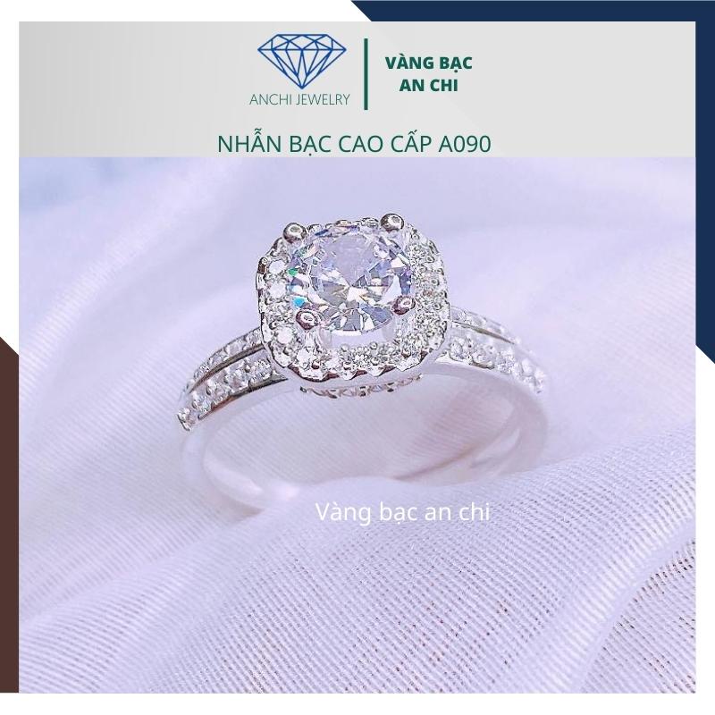 Nhẫn nữ mặt hoa sen đá , chuẩn bạc ý 925 cao cấp bóng đẹp - Anchi Jewelry