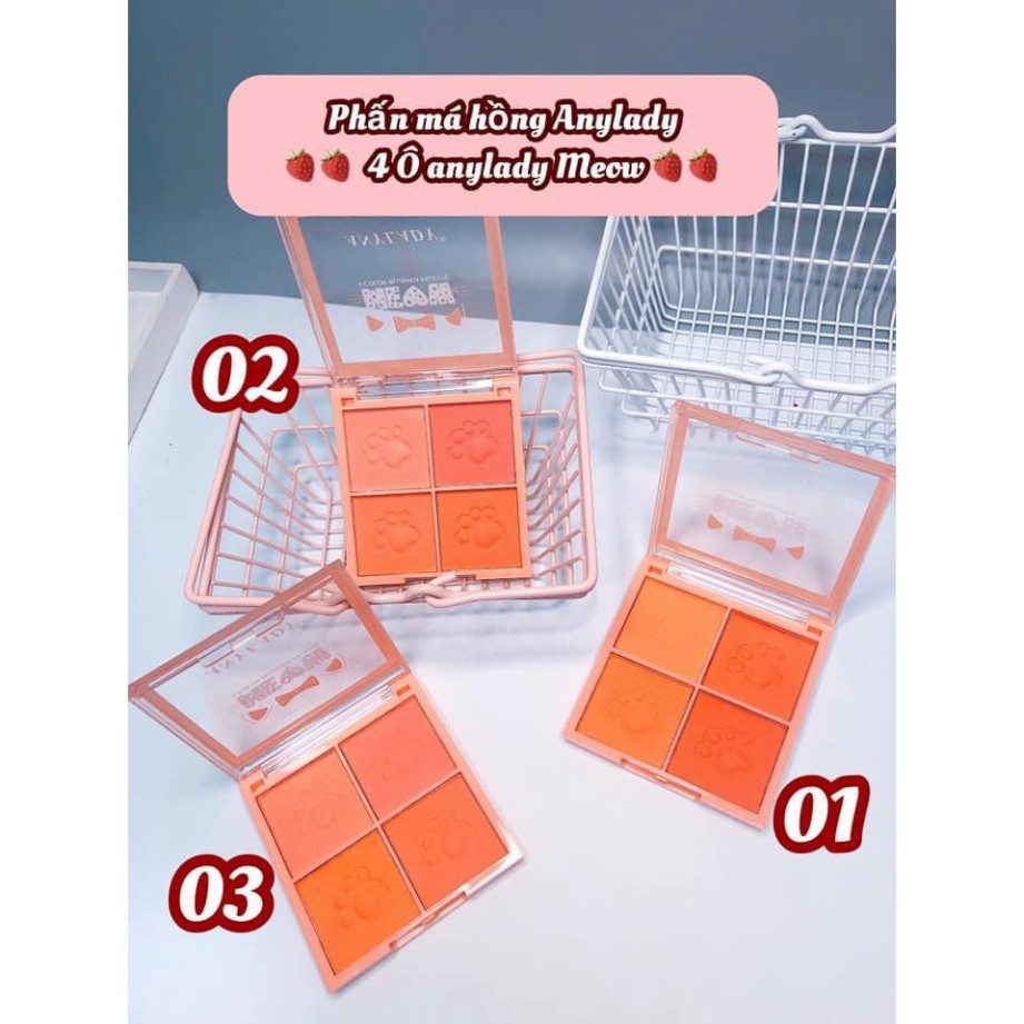 PHẤN MÁ 4 Ô MEOW ANYLADY tone đào BLUSHER SiêuThích Hot | BigBuy360 - bigbuy360.vn