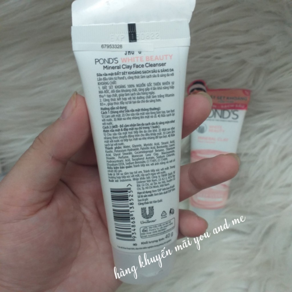 (40g) Sữa Rửa Mặt Pond's Đất Sét Khoáng Sạch Sâu Sáng Mịn