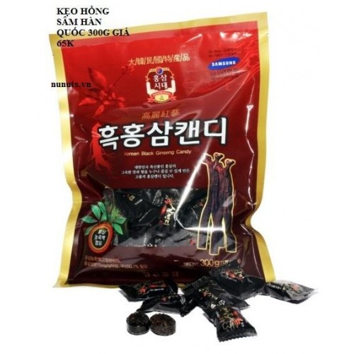 Kẹo Hồng Sâm Hàn Quốc 6 Năm Tuổi Nunuts [Túi 300gr] - Không Chất Bảo Quản, Bổ Sung Vitamin, Xua Tan Căng Thẳng, Mệt Mỏi