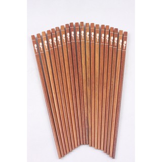 Đũa gỗ Cẩm Hồng khảm hoa hồng Lâm Nguyên D007
