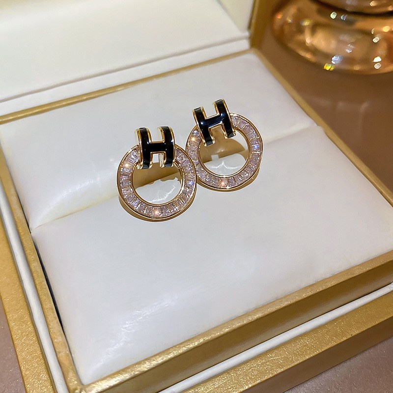 Bông Tai Mạ Bạc 925 Đính Đá Zircon Ngọc Trai Sang Trọng Phong Cách Hàn Quốc