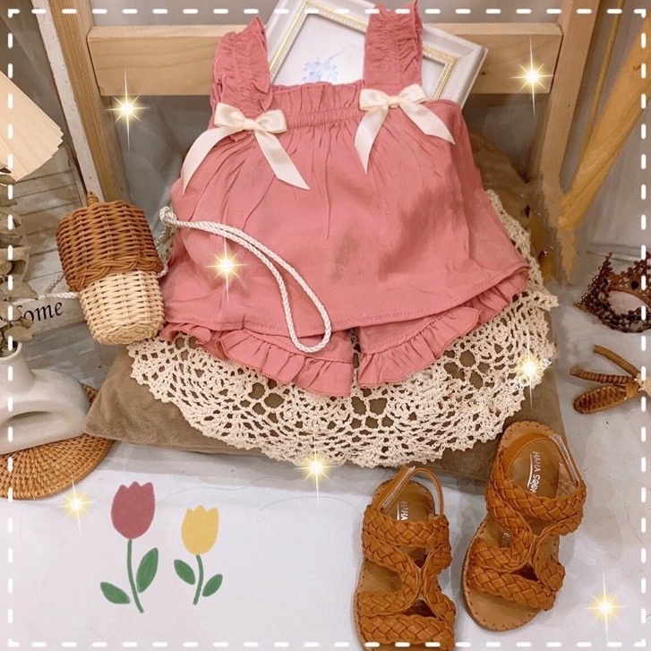 (9-20kg) Bộ đũi 2 nơ trắng bé gái Đồ bộ bé gái TTR39