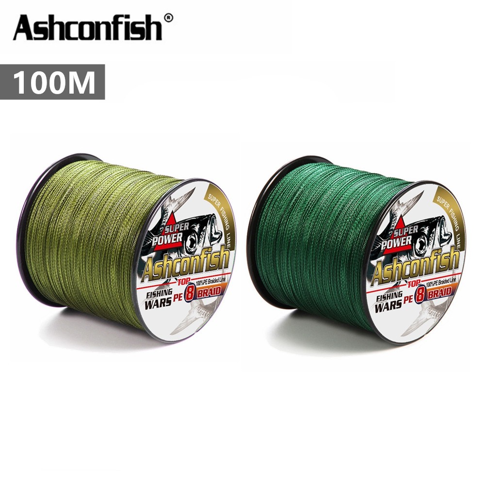 Ashconfish 8 Sợi 100M Cuộn Dây Câu Bện Cá Bằng X8 PE Siêu Bền Siêu Chắc ĐỦ SIZE Màu Xanh Lá