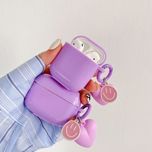 Vỏ Bảo Vệ Hộp Sạc Tai Nghe airpods 1 2 3 pro Bluetooth Bằng tpu Mềm Màu Hồng Tím Phối Dây Xích