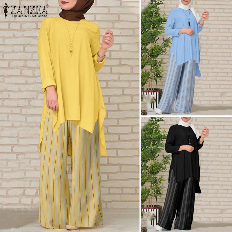 Set đồ ZANZEA quần dài ống rộng áo khăn choàng thời trang dành cho phụ nữ hồi giáo