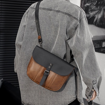 Túi đeo chéo bầu lớn đựng ipad giỏ da xịn thời trang đeo ngực túi bao tử đeo hông phong cách nâu độc đáo MINA