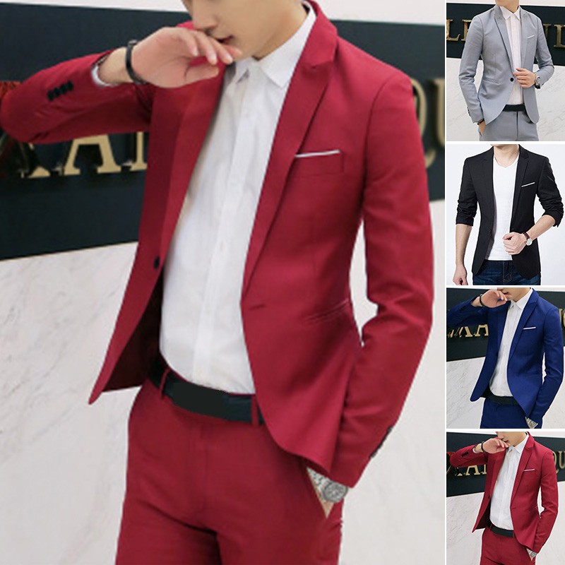 Mới Áo Khoác Blazer Phối Nút Cho Nam