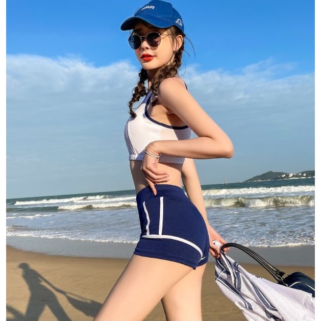 Bộ đồ bơi 3 chi tiết kèm áo lưới phong cách thể thao chất thun siêu đẹp