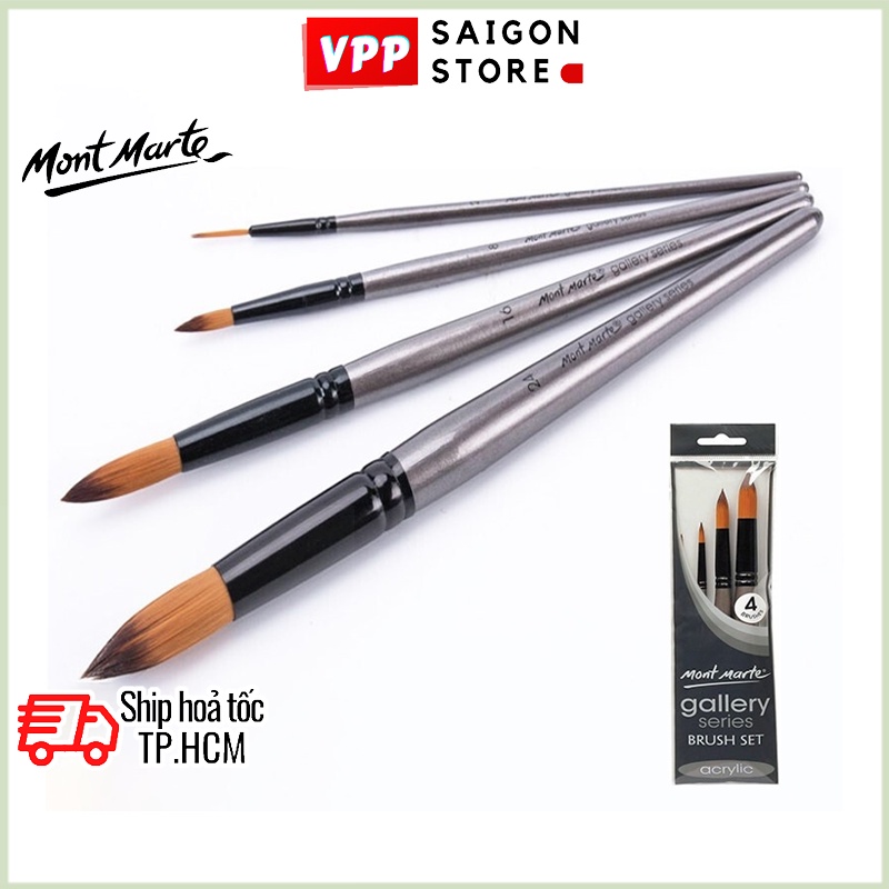 Bộ 4 Cọ Acrylic Mont Marte - Gallery Series Brush Set Acrylic 4pce - BMHS0018