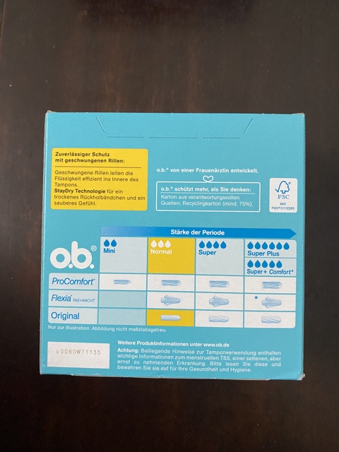Tampon OB Đức mẫu mới nhất đủ size - Băng vệ sinh dạng nút Date 2027