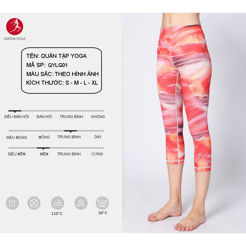 Quần Legging Nữ Lửng Tập Yoga In Họa Tiết Co Giãn 4 Chiều Thoải Mái  LGG0202