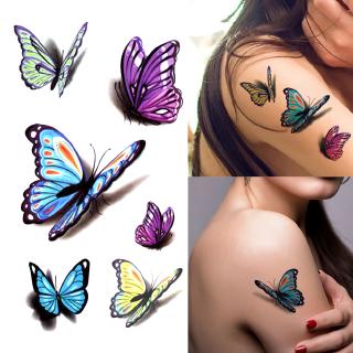 Hình Xăm Dán Tạm Thời Hình Bướm 3D Chống Nước Nhiều Màu Sắc