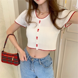 G02. 204. áo len croptop tay ngắn