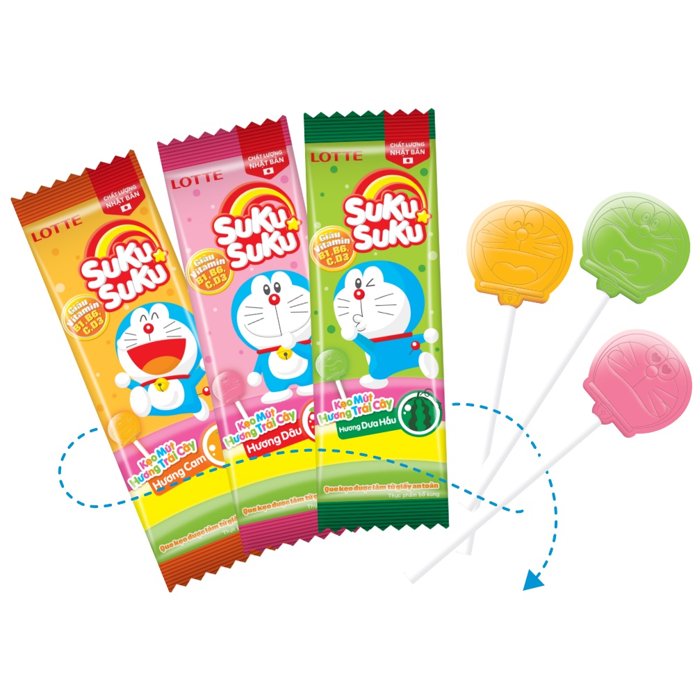 Kẹo Mút Trái Cây Doraemon Suku Suku Lotte 8g Đủ vị