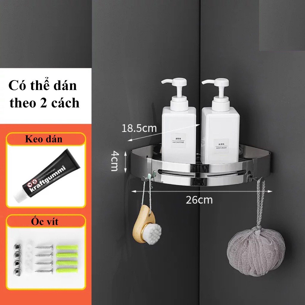 Kệ Nhà Tắm, Kệ Góc Nhà Tắm Inox Dán Tường Không Cần Khoan Đục THANH XUÂN 98