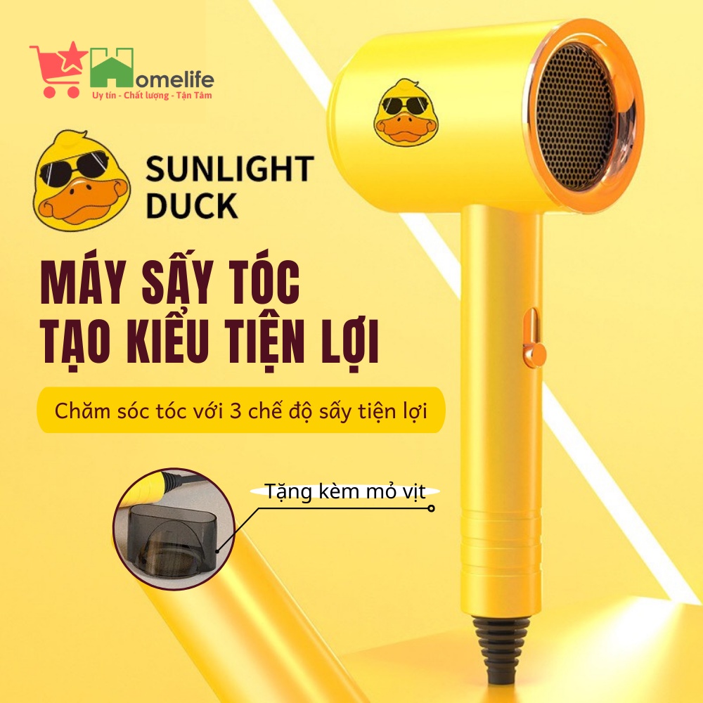 Máy Sấy Tóc Mini Tạo Kiểu Vịt Vàng Cao Cấp 3 Cấp Độ Sấy Kèm Mỏ Vịt Tiện Lợi Khi Đi Du Lịch