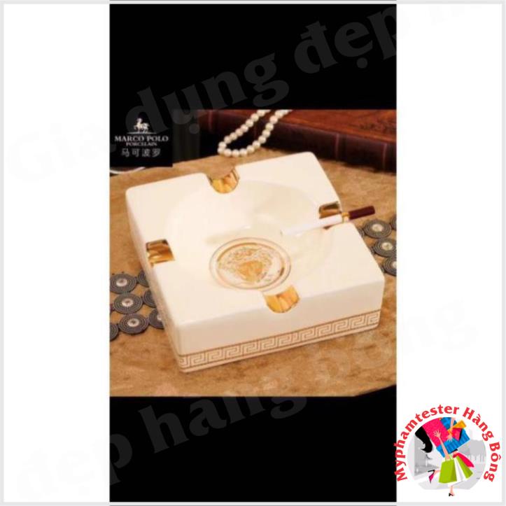 (HÀNG ĐẸP) Gạt tàn thuốc lá sứ Versace đen trắng cao cấp