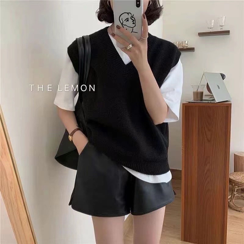 [HÀNG SẴN]ÁO LEN GILE Lông thỏ cổ V xẻ vạt bên hông