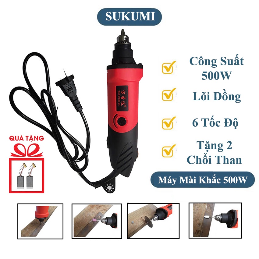 Máy mài khuôn, máy mài khắc đa năng mini cầm tay 500W nhỏ gọn - Tặng kèm 2 chổi than