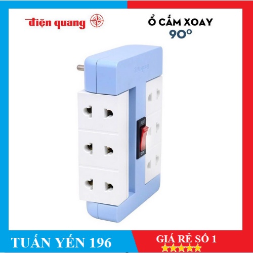 Ổ Cắm chia điện xoay 90° Điện Quang ĐQ ESK RT 6WR (6 Lỗ, Màu - Xanh dương, Đỏ )