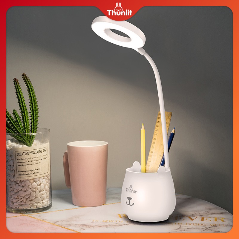 Đèn học Thunlit có giá đựng bút có thể sạc lại bằng USB 1250mah với 3 nấc độ nhiệt độ màu dành cho trẻ em