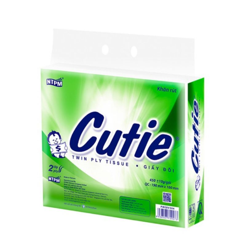 Giấy rút 2 lớp Cutie bịch 95x190mm