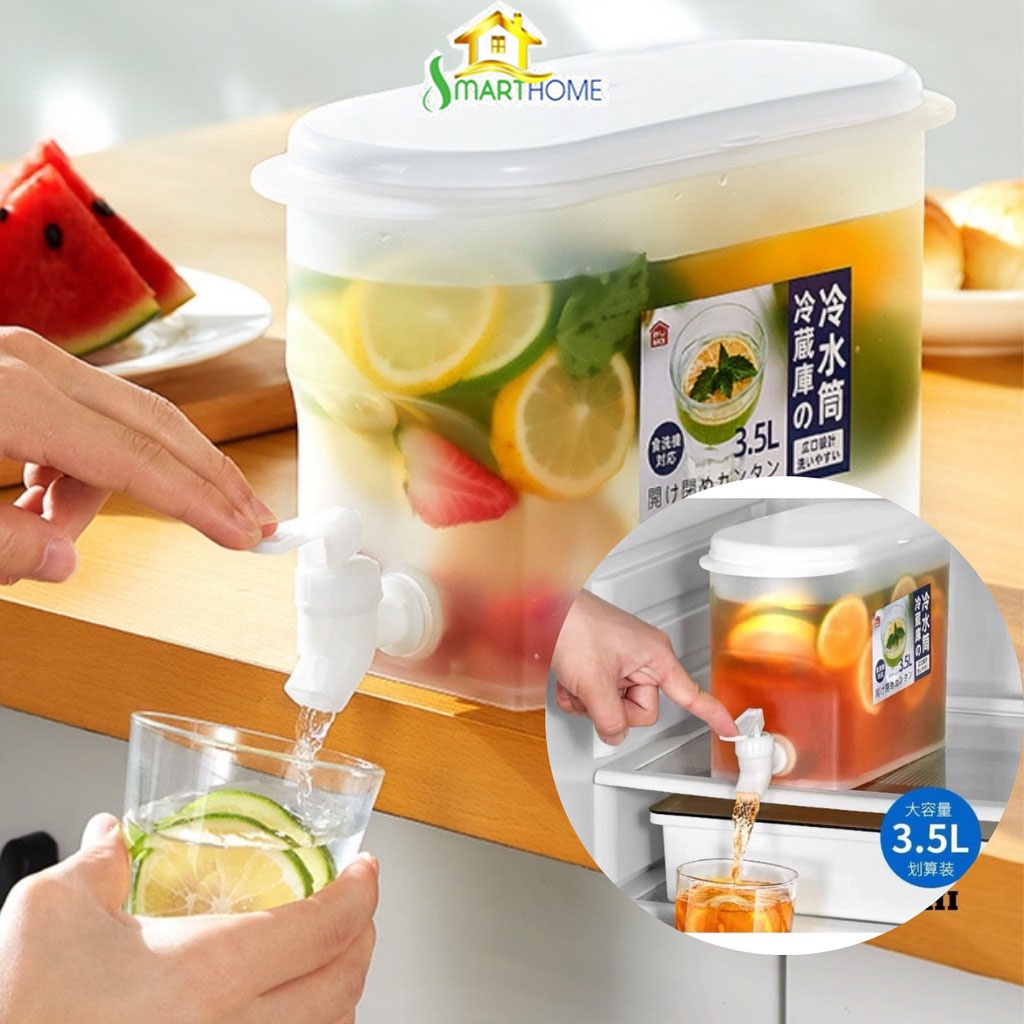 Bình Đựng Nước Có Vòi Nhựa Dẻo P.P Cao Cấp Công Nghệ Nhật Giữ Nhiệt Để Bàn Để Tủ Lạnh Siêu Tiện Lợi SMARTHOME.