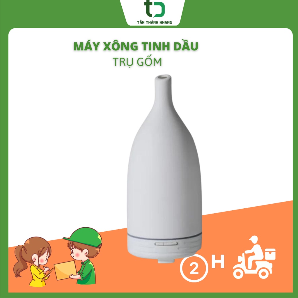 Máy Xông Tinh dầu, khuếch tán tinh dầu, tạo độ ẩm thế hệ mới -Trụ Gốm Vân Đen Giá Siêu Tốt