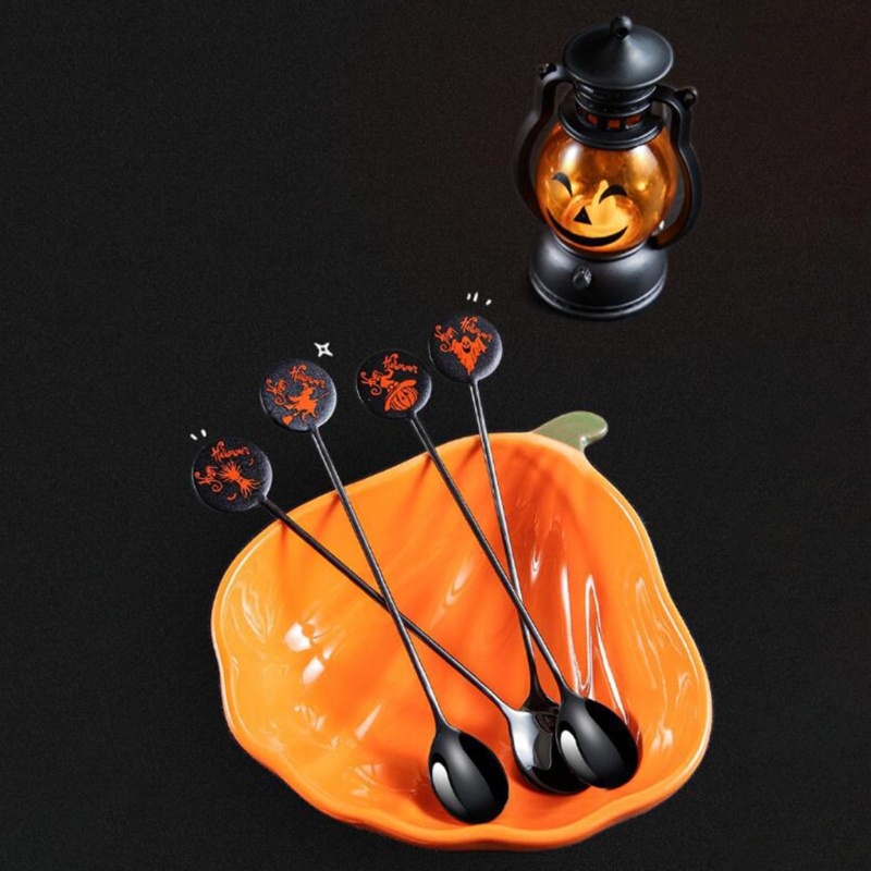 Set 4 Muỗng Cà Phê Bằng Thép Không Gỉ Phong Cách Halloween Độc Đáo