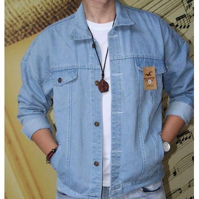 Áo Khoác Jean Bò Nam Nữ BASIC Xanh Đen Trơn Unisex | BigBuy360 - bigbuy360.vn