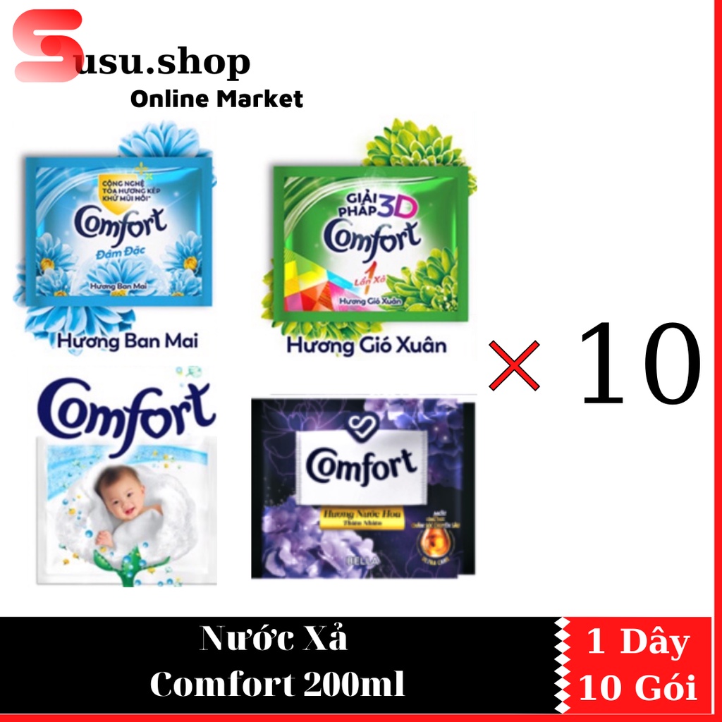 Dây Nước xả vải Comfort cho 1 Lần Xả 200ml x 10 Gói