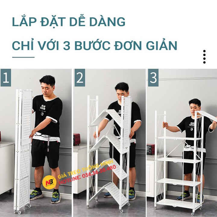 Kệ Sắt Để Đồ Gấp Gọn Đa Năng 3 - 4 Tầng - Kệ Để Đồ Có Bánh Xe Di Chuyển - Hàng Nhập Khẩu [ Rẻ Hơn Vando ]